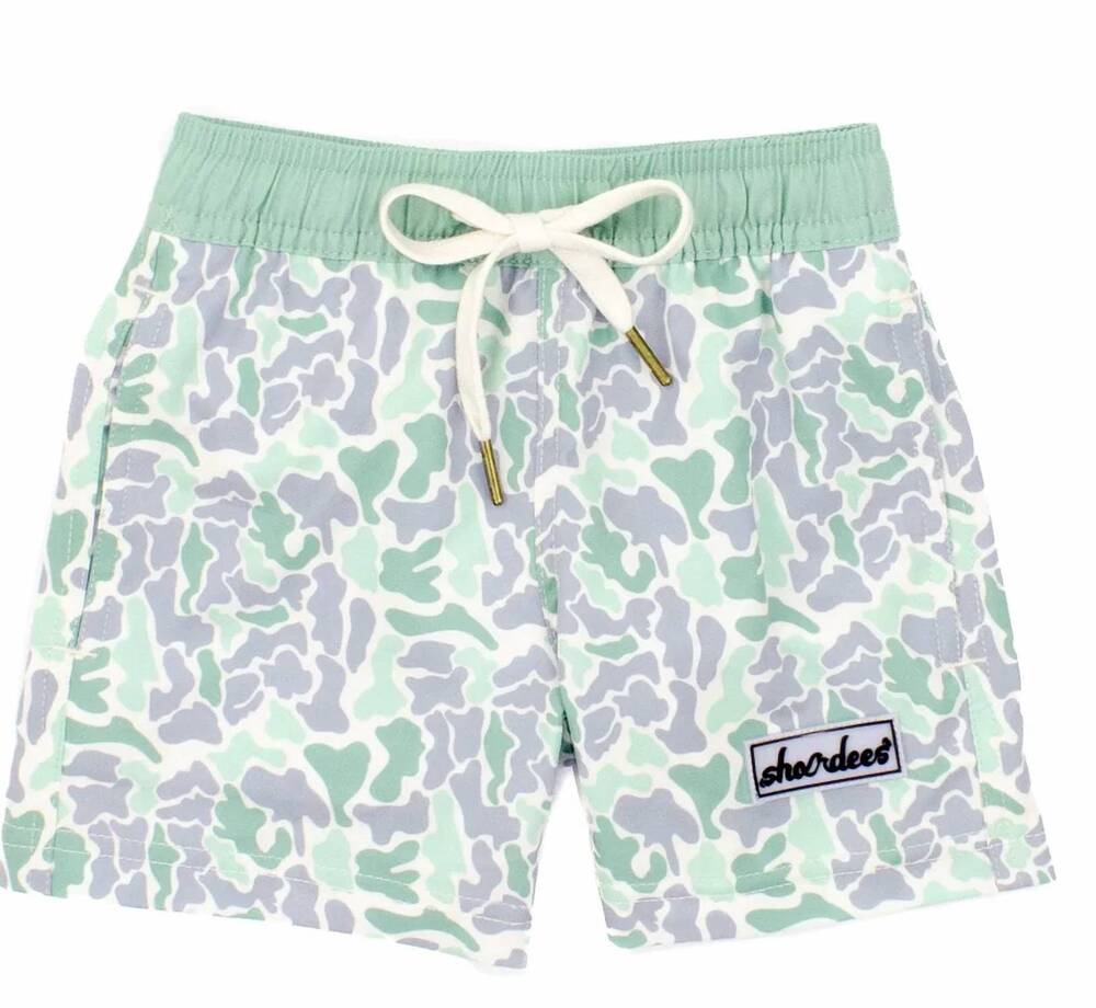 NEW PROPERLY TIED boy's shordees swim trunk in sage camo